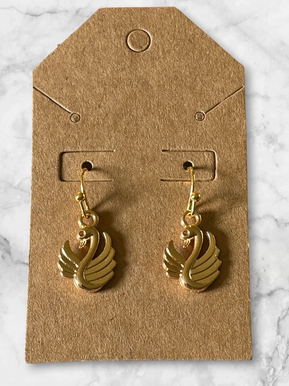 Gold Swan Dangle Earrings - Elegant Women’s Jewelry